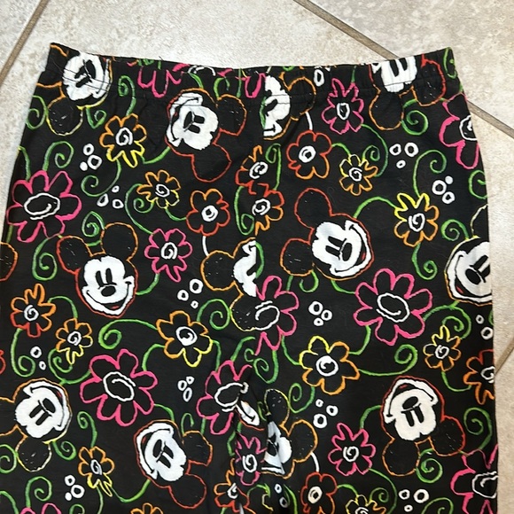NWT! Vintage 90s Mickey & Co Neon Floral Mickey Mouse Leggings L Disney - Picture 4 of 6